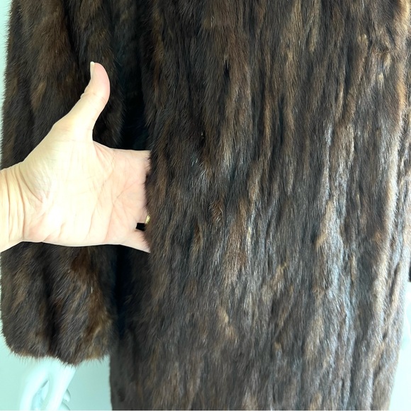 FURS by TRUESDELL Genuine Brown Mink Fur Long Sleeves Full Length Coat Sz M-L - Picture 5 of 16